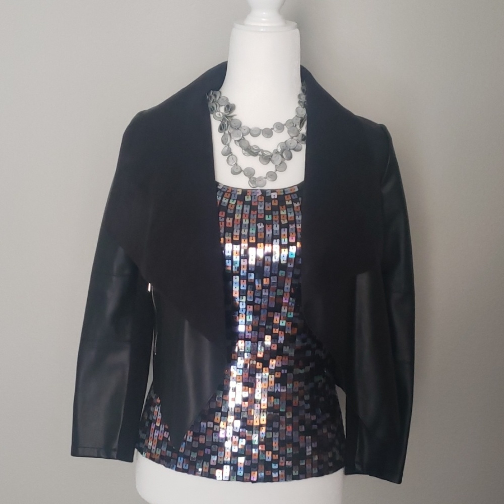 Bagatelle Drape Faux Leather Jacket